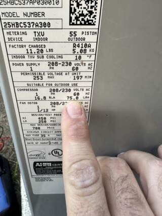 Maximum Compressor Amp Rating (LRA)