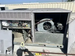 Full HVAC unit under repair.