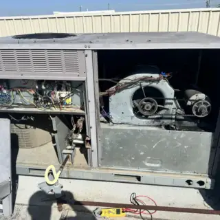 Full HVAC unit under repair.