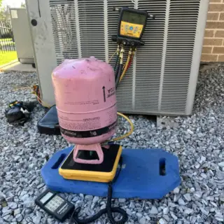 Recharged with fresh refrigerant.