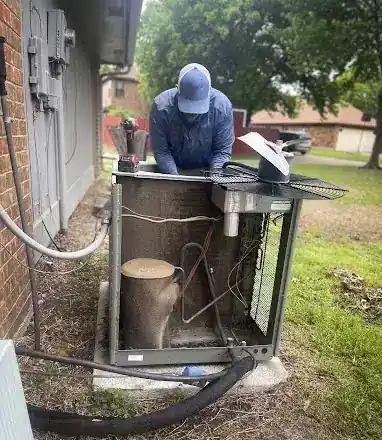 Cleaning out a dirty HVAC unit that had broken down for a customer
